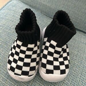Kids/Toddler Black and White Checkered Shoes